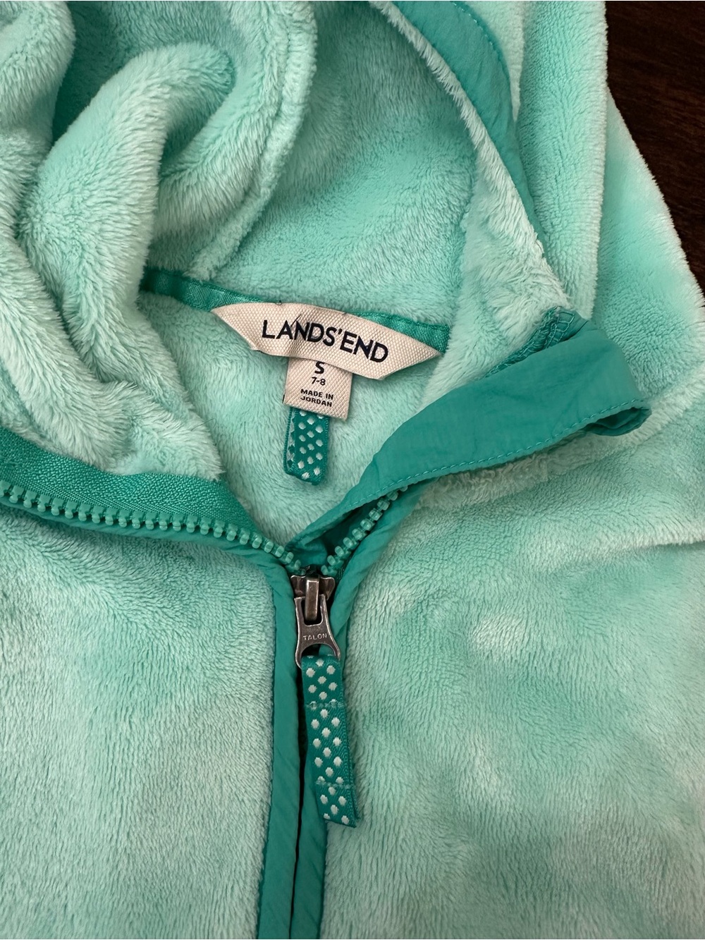Lands' End Soft Plush Zip Hoodie - Mint Green, girls 7/8